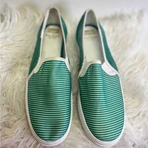 Women’s Green Striped Slip-On Moccasins